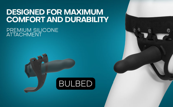 Body Extensions - BE Daring 2-Piece Set - Silicone Harness with 7" Bulbed Dong
