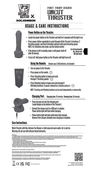 Fort Troff - Uncut Thruster - Mini Fuck Machine - Rechargeable Silicone with Remote