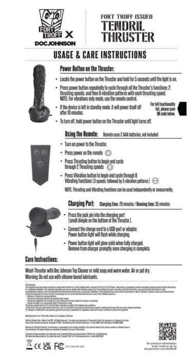 Fort Troff - Tendril Thruster - Mini Fuck Machine - Rechargeable Silicone with Remote