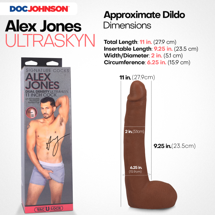 Signature Cocks - Alex Jones 11 Inch ULTRASKYN Cock with Removable Vac-U-Lock Suction Cup