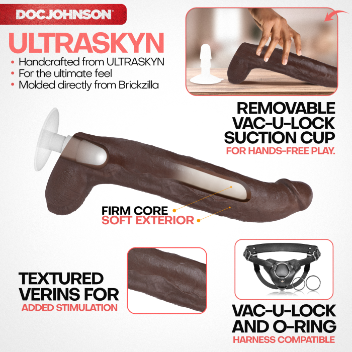 Signature Cocks - Brickzilla - 13 Inch ULTRASKYN Cock with Removable Vac-U-Lock Suction Cup
