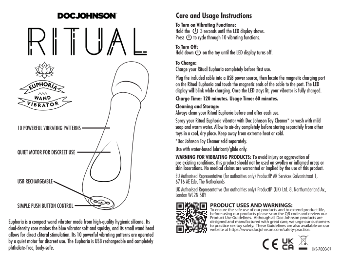 RITUAL - Euphoria - 10 Function Wand Vibrator
