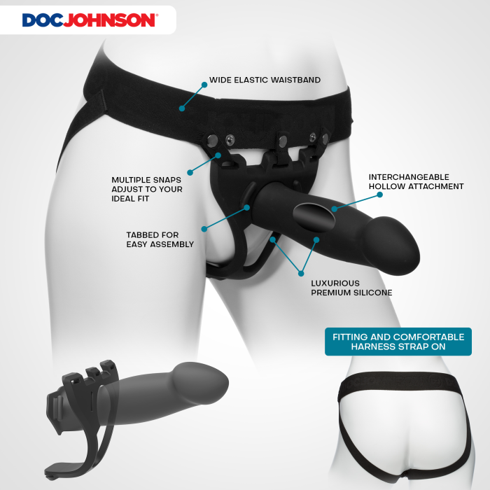 Body Extensions - BE Bold 2-Piece Set - Silicone Harness with 8" Large Dong