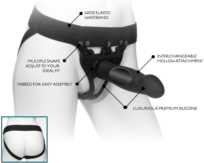 Body Extensions - BE Daring 2-Piece Set - Silicone Harness with 7" Bulbed Dong