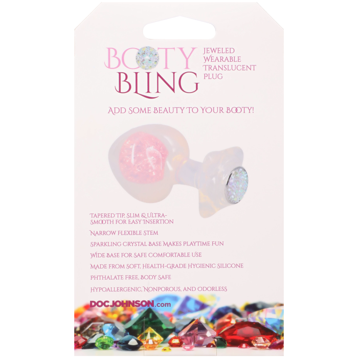 Booty Bling - Jeweled Wearable Translucent Silicone Plug - Large