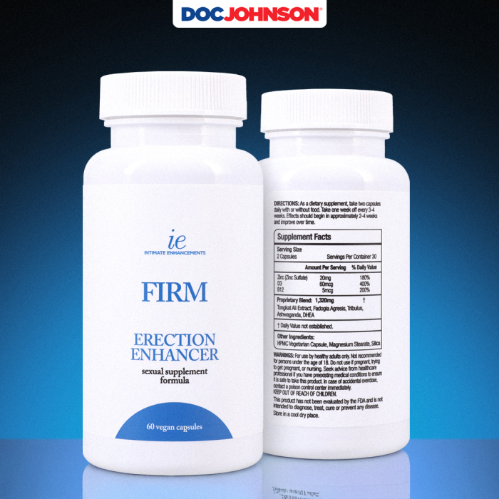 Intimate Enhancements - Firm - Erection Enhancer - Sexual Daily Supplement Formula - 60 Vegan Capsules