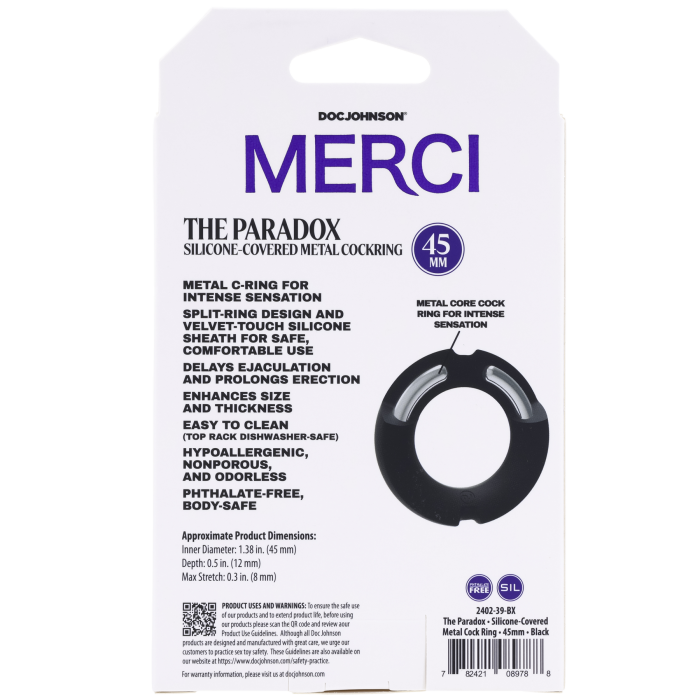 Merci - The Paradox - Silicone-Covered Metal Cock Ring - 45mm