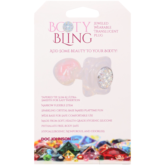 Booty Bling - Jeweled Wearable Translucent Silicone Plug - Small