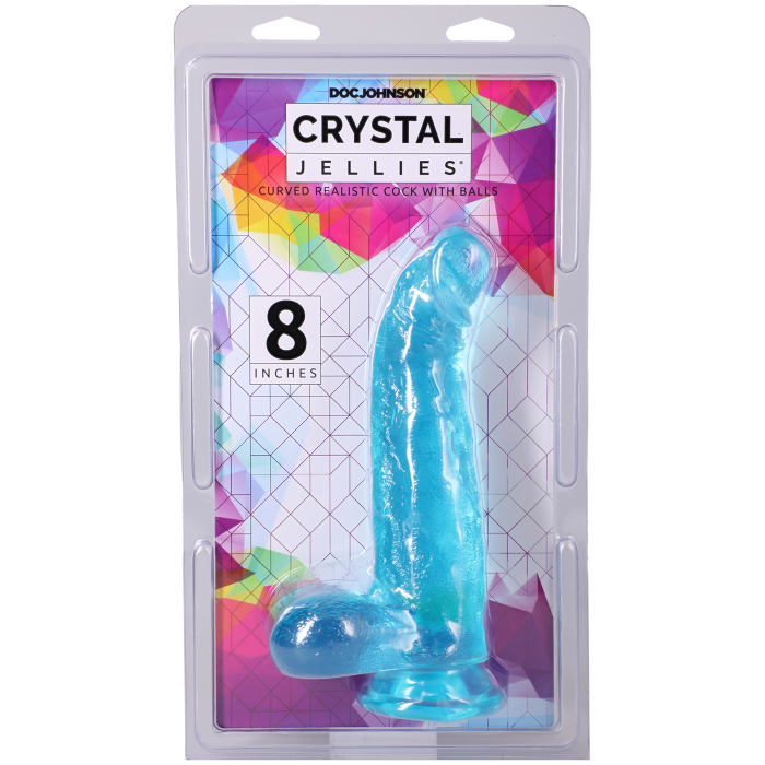 Crystal Jellies - Curved Realistic Cock with Balls - 8 Inch