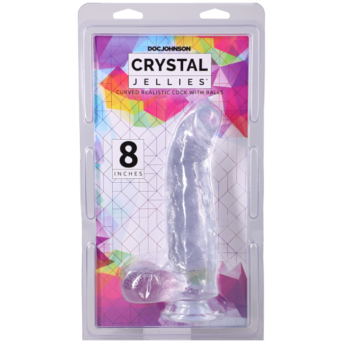 Crystal Jellies - Curved Realistic Cock with Balls - 8 Inch