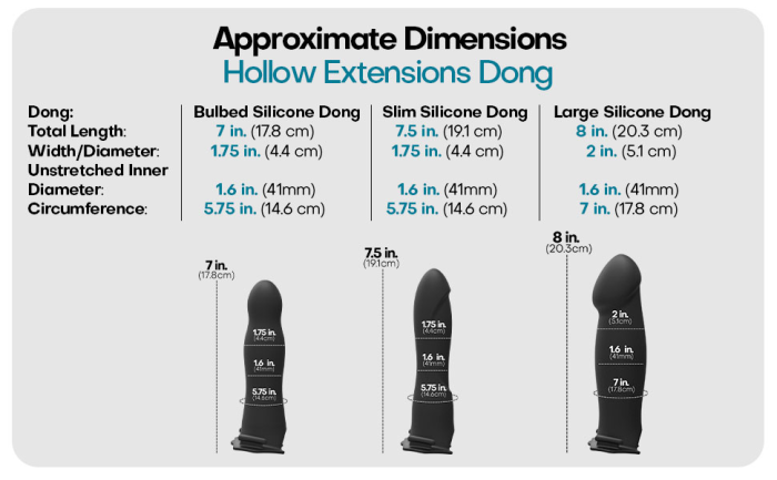 Body Extensions - BE Ready 4-Piece Set - Silicone Harness with 7" Bulbed / 7.5" Slim / 8" Large Dong