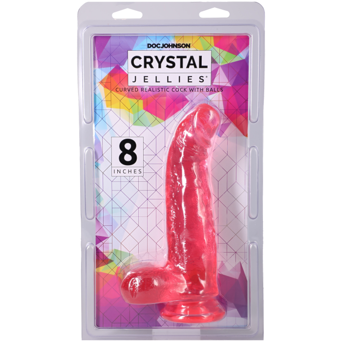 Crystal Jellies - Curved Realistic Cock with Balls - 8 Inch