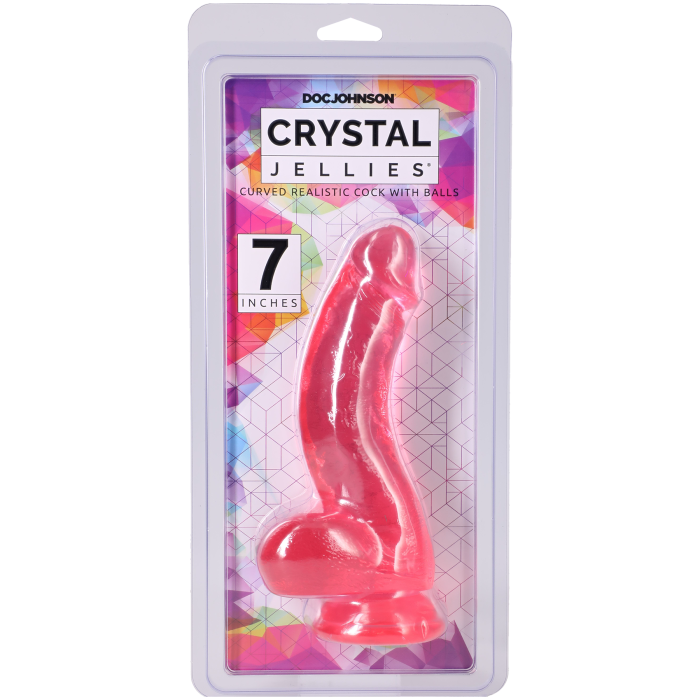 Crystal Jellies - Curved Realistic Cock with Balls - 7 Inch