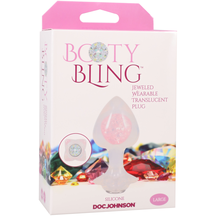 Booty Bling - Jeweled Wearable Translucent Silicone Plug - Large