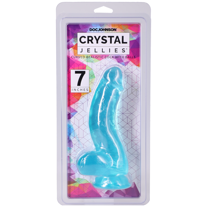 Crystal Jellies - Curved Realistic Cock with Balls - 7 Inch