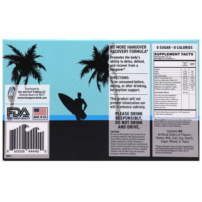 No More Hangover - 12 pack - 2 fl. oz.