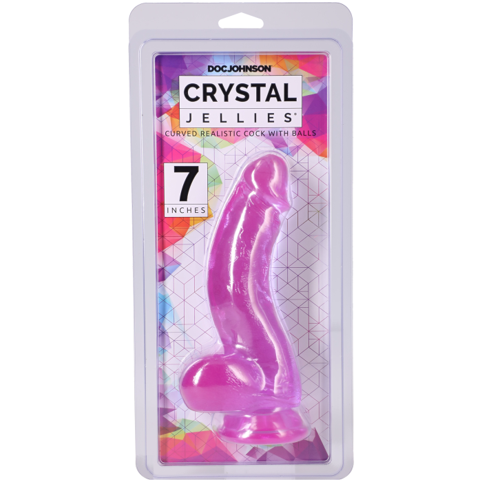 Crystal Jellies - Curved Realistic Cock with Balls - 7 Inch