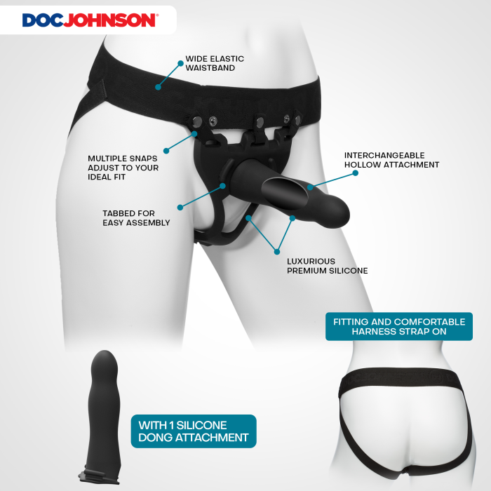 Body Extensions - BE Daring 2-Piece Set - Silicone Harness with 7" Bulbed Dong
