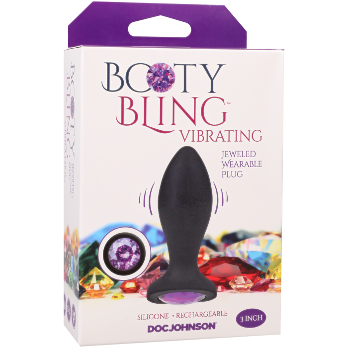 Booty Bling - Jeweled Wearable Vibrating Silicone Plug - 3 Inch