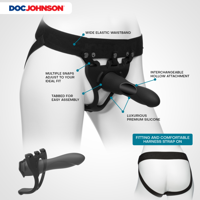Body Extensions - BE Strong 2-Piece Set - Silicone Harness with 7.5" Slim Dong