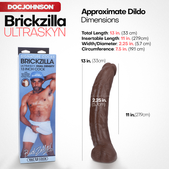 Signature Cocks - Brickzilla - 13 Inch ULTRASKYN Cock with Removable Vac-U-Lock Suction Cup