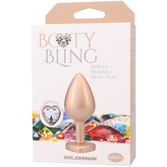 Booty Bling - Heart Diamond Jeweled Wearable Metal Plug - Medium