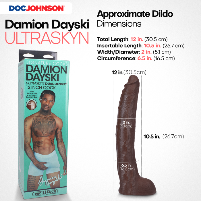 Signature Cocks - Damion Dayski - 12 Inch ULTRASKYN Cock with Removable Vac-U-Lock Suction Cup